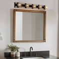 thumbnail image 3 of Kira Home Hogan 36" 5-Light Farmhouse / Bathroom Light Bar, Racetrack Bath, Open Design, Black + Smoked Birch, 3 of 8