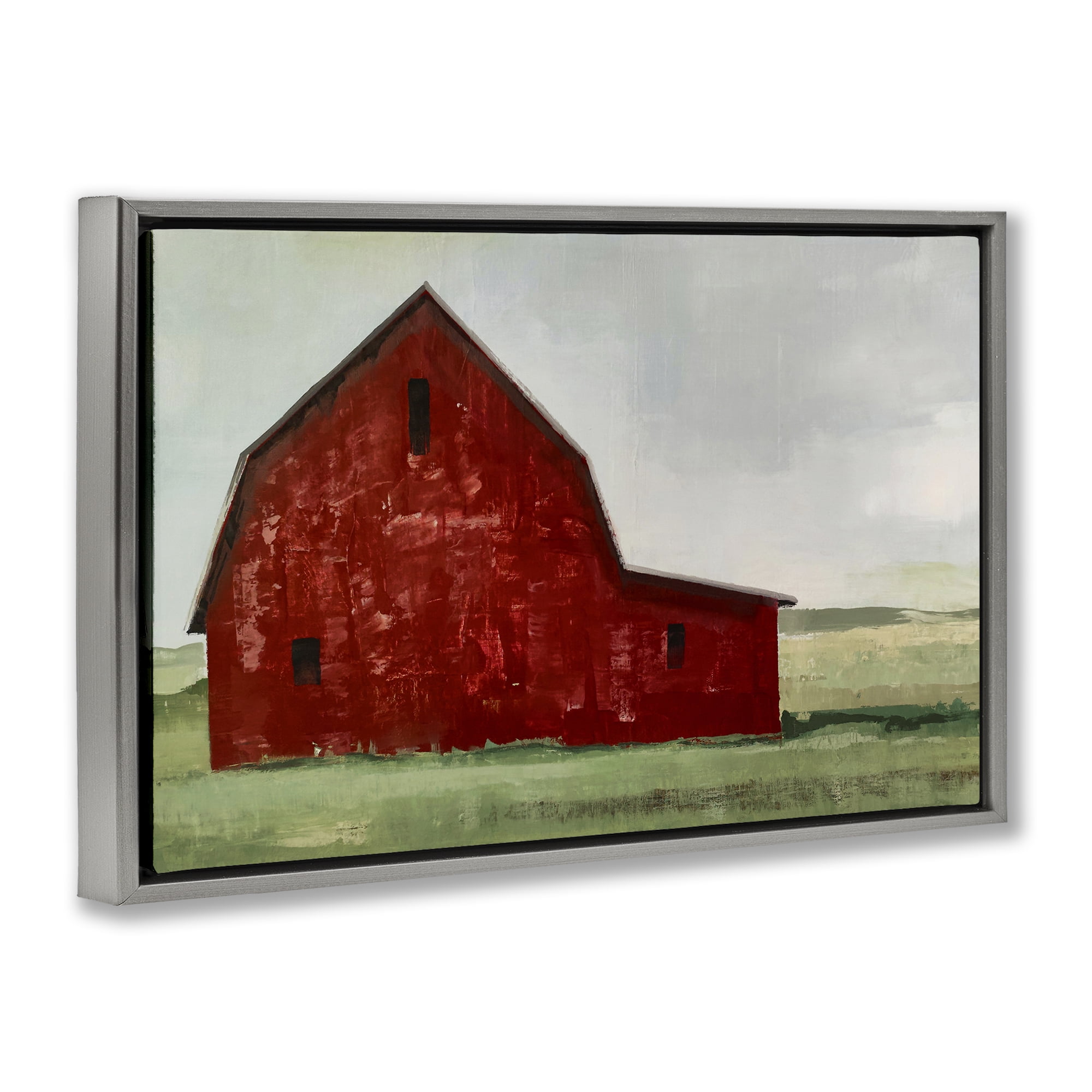 Stupell Industries Red Weathered & Wise Barn Gray Framed Floater Canvas Wall Art, design by Max Maxx