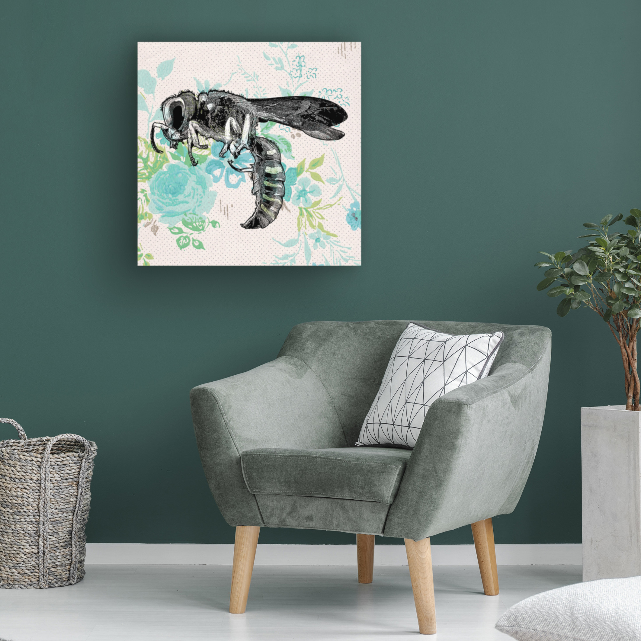Canvas Wall Art - Dean Russo- Exclusive 'Bee Wallpaper Square' Wall Art for Living Room, Bedroom, or Office Décor by Trademark Fine Art - 35 x 35 Inches
