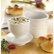 Butter Bell® Crock – Café Retro Glossy White Ceramic Butter Holder with Lid, Keeper for Spreadable Butter