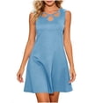 thumbnail image 2 of ClodeEU Women's Sleeveless Cutout Neck Mini Dress,Casual A Line Sundress for Summer Light Blue,Women's Plus XXL, 2 of 7
