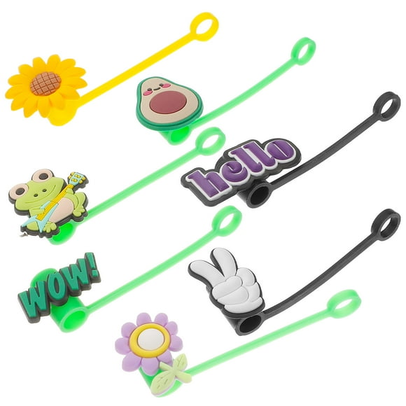 SHOWERORO 7Pcs Cute Straw Covers for Straws Assorted Color Dustproof Silicone Tip Protector
