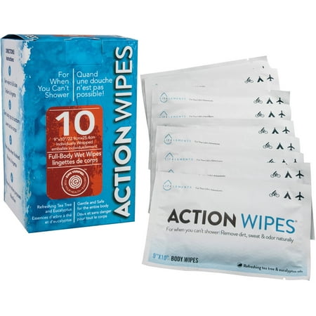 Action Wipes Full-Body Wet Wipes, 10 count