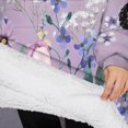 thumbnail image 3 of Oversized Wearable Blanket Hoodie,Purple Butterfly Flower Butterfly Pattern Sherpa Blanket Hoodie with Super Pockets,Super Warm Fuzzy Pullover for Women & Men, 3 of 6