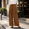 thumbnail image 2 of Achuyrbd Women's High Waisted Wide Leg Pants Button Front with Pockets Solid Color Business Casual Office Trousers Professional Work Wear, S-2XL, 2 of 6