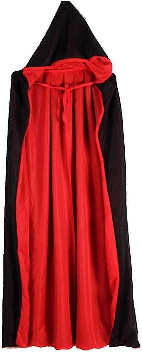 Capa De Vampiro Reversible Con Capucha – Disfraz De Halloween En Negro Y Rojo Para Niños Y Adultos