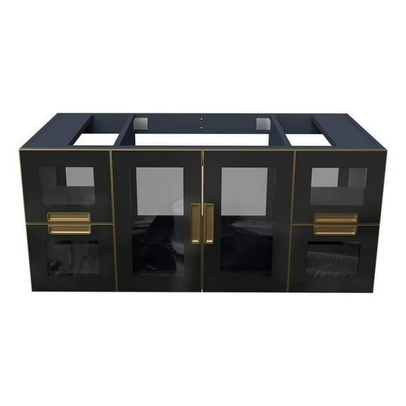 Rosario 48" Wood Floating Vanity Base w/ Glass Facade in Matte Blue