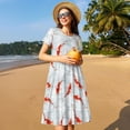 thumbnail image 4 of Rocae Koi Fish Corals,Spring Summer for Dresses Summer Casual Ruffle Short Sleeve Cute Crew Neck Flowy Dress with Pockets, 4 of 6