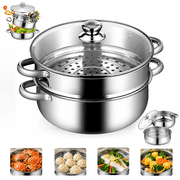 LEYEET Multipurpose 11-Inch 2-Tier Stainless Steel Steamer Pot with Lid for Cooking Vegetables, Dumplings, Stocks, Sauces, Food Cooker Pot Dim Sum Cookware Steamer