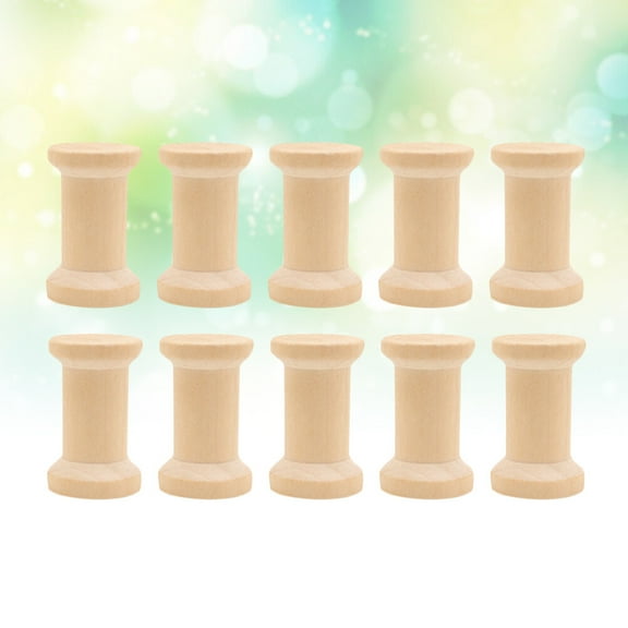 BESTOYARD 10Pack Empty Wood Bobbins Beige Painting for Artists in Diy Projects