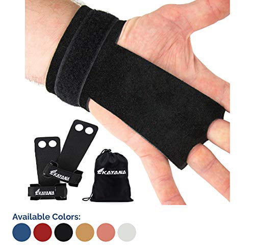 Weightlifting Workout Chin ups Palm Protection and Wrist Support for Cross Training Kettlebells Pull ups & Exercise KAYANA 3 Hole Leather Gymnastics Hand Grips 