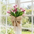 thumbnail image 5 of Tulips Wall Hanging Wreath | Artificial Flower Basket for Door & Wall Decor | Spring Home Decoration with Rustic Bow | Farmhouse Style Floral Arrangement for Living Room, Bedroom, or Entryway, 5 of 6