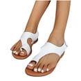 thumbnail image 3 of WIZUTIZ Womens Beach Sandals Flat Sandals Women's Sandals Workout Comfortable Elastic Beach Sandals Pull-On Round Toe Shoes Flat Heel (O"-1) Medium Solid Sandals Beach On-trend Low Spend White, 3 of 5