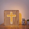 thumbnail image 4 of SCSYV Jesus Cross Wooden Lamp Novelty Night Light 3D Illusion lamp for Kids, Kids Decoration Lamp USB Power Bedroom Decor Xmas Holiday Birthday Gifts, 4 of 5