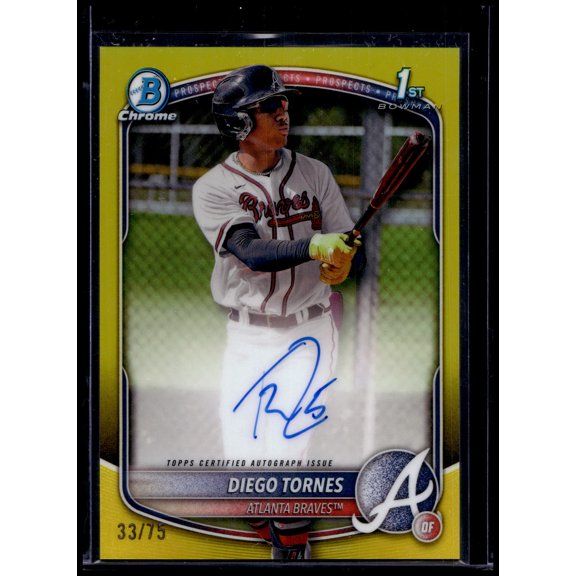 2025 Bowman Chrome Yellow 1st Bowman Auto Diego Tornes #CPA-DT 33/75 Baseball Card Atlanta Braves MLB Autographed Baseball Trading Card