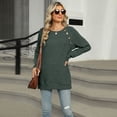 thumbnail image 3 of SWSMCLT Women's Soft Pullover Sweater Long Sleeve Work Boat Neck Tunic Top Button Split Crewneck Knit Fall Fashion Army Green Large, 3 of 5