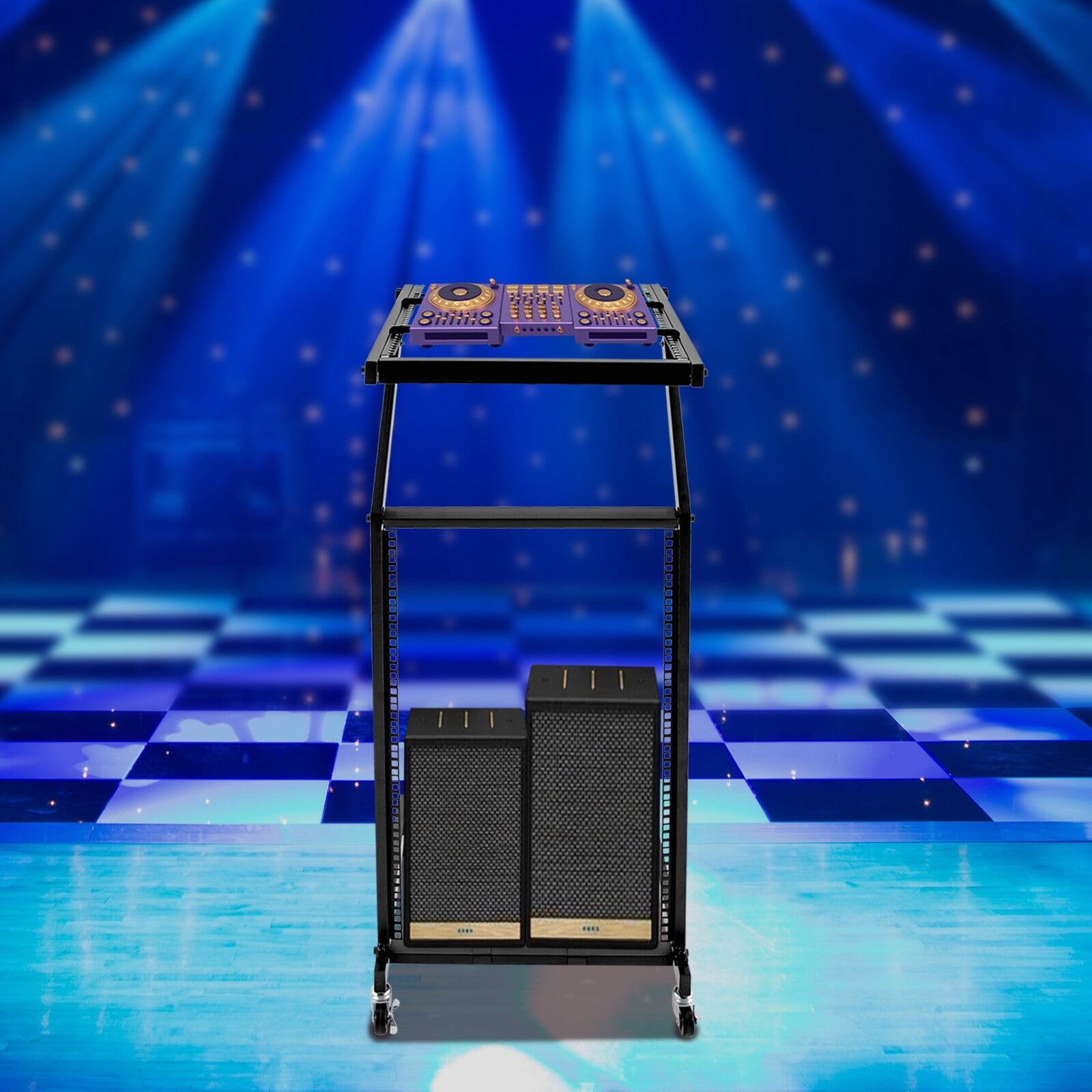 12U DJ Mixer Stand, Adjustable DJ Mixer Rack with Angle Tilt, DJ Equipment Stand for Club, Studio, Stage, Live Performance, Audio Mixer Rack