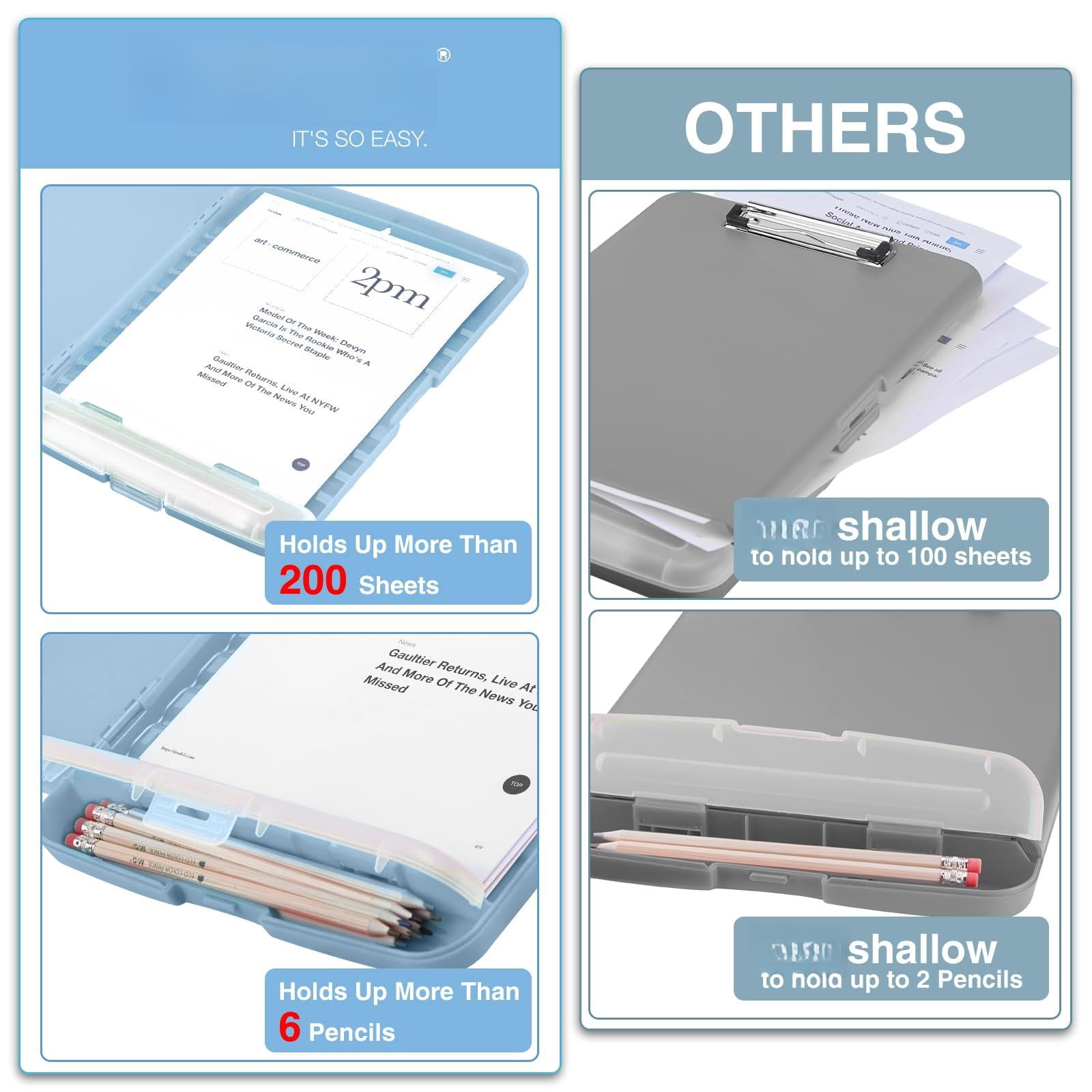 Clipboards With Storage  High Capacity Clip Boards 8.5x11 Pen Holder Heavy Duty Plastic Paper Organization Folder Cases Letter / A4 Size For Nurse Teachers School & Office Supplies