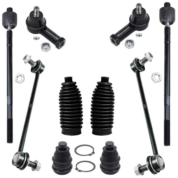 Detroit Axle - Front Lower Ball Joints Sway Bars Tie Rods w/Boots Replacement for 2001-2006 Hyundai Santa Fe