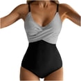 thumbnail image 1 of EGNMCR Womens Swimsuits Women With Chest Pad Without Underwire Print Deep V Swimming Trunks Swimsuit, 1 of 5
