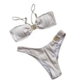 thumbnail image 3 of Cathalem Women'S Swimsuits Solid Textured Bikini Bathing Suits 2 Piece Swimsuit,Beige S, 3 of 5
