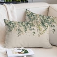 thumbnail image 2 of Spring Eucalyptus Throw Pillow Covers, Summer Botanical Leaves Beige Watercolor Soft Breathable Pillow Cases with Invisible Zipper, Toddler Pillowcases for Couch Bed Sofa Chair 12x20 Inches, 2 of 9