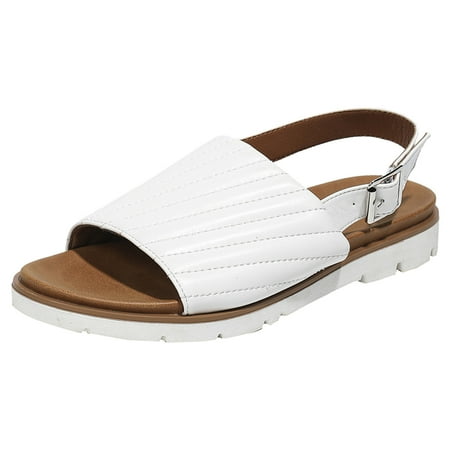 

Women S Sandals Fashionable Pattern Simple Solid Color Flat Bottom Casual Non Comfortable Buckle Strap Shoes