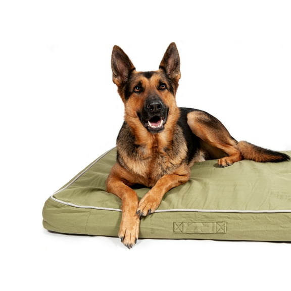 Midlee Green Outdoor Dog Bed- Large- Washable Cover Patio Foam Pet Bed Weather Proof