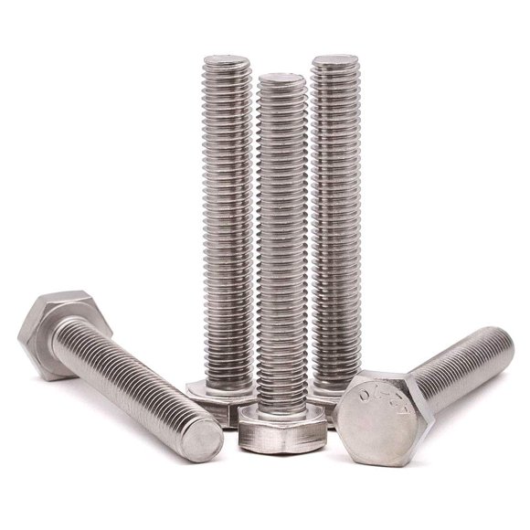 5/16-18 x 4" (8 PCS) Pernos hexagonales de acero inoxidable Tornillos de cabeza hexagonal Rosca completa Rosca gruesa Acabado liso Rosca de máquina Acero inoxidable 304 (18-8)