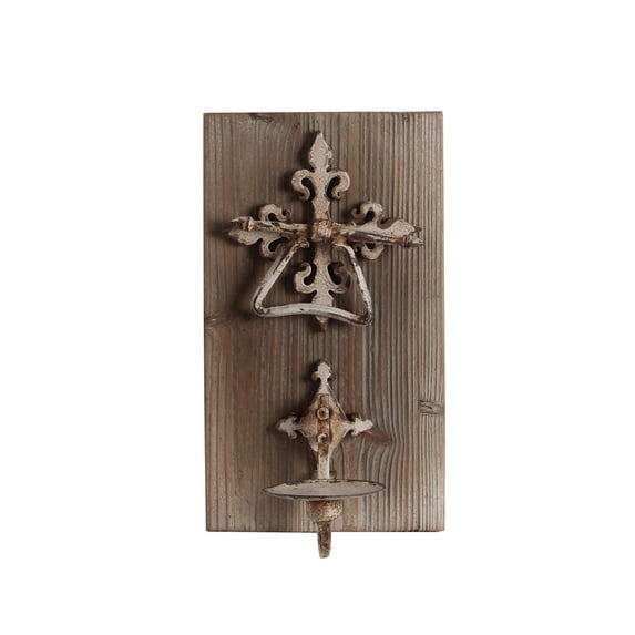 Privilege Iron and Wood Wall Candle Holder 25047