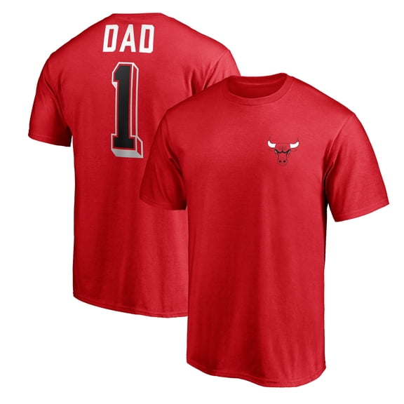 Men's Red Chicago Bulls Number One Dad T-Shirt