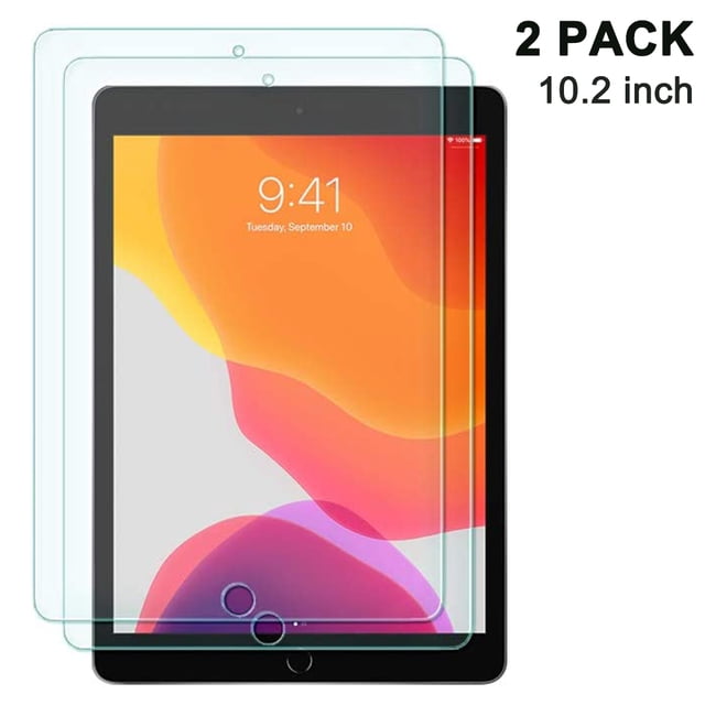 2 Pack iPad 7th Screen Protector 10.2 inch 2019 Tempered Glass Screen Protector Easy Install Frame