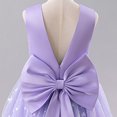 thumbnail image 3 of IDOPIP Butterfly Flower Girl V-Back Bow Dress for Kid Wedding Pageant Party Shiny Bownkot V-backless Tulle Dress Wedding Bridesmaid Pageant Party Long Maxi Gown 9-10 Years Purple, 3 of 7