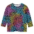 thumbnail image 4 of Kids Polka Dot Top for Girls 3/4 Sleeve Black Colorful Dots Stretchy Casual Shirt for Play School Everyday,Size 9-10T, 4 of 5