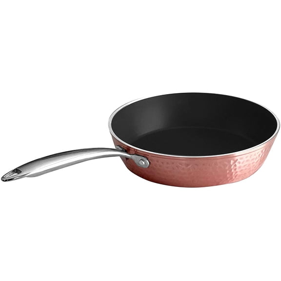 Orgreenic Ceramic Pan for Cooking - 10 Inch Non Stick Pan, Rose Hammered Cookware, Elegantly Designed, Lightweight & Durable for All Stove Top Designs, Oven Use up to 500 F 10" Pan