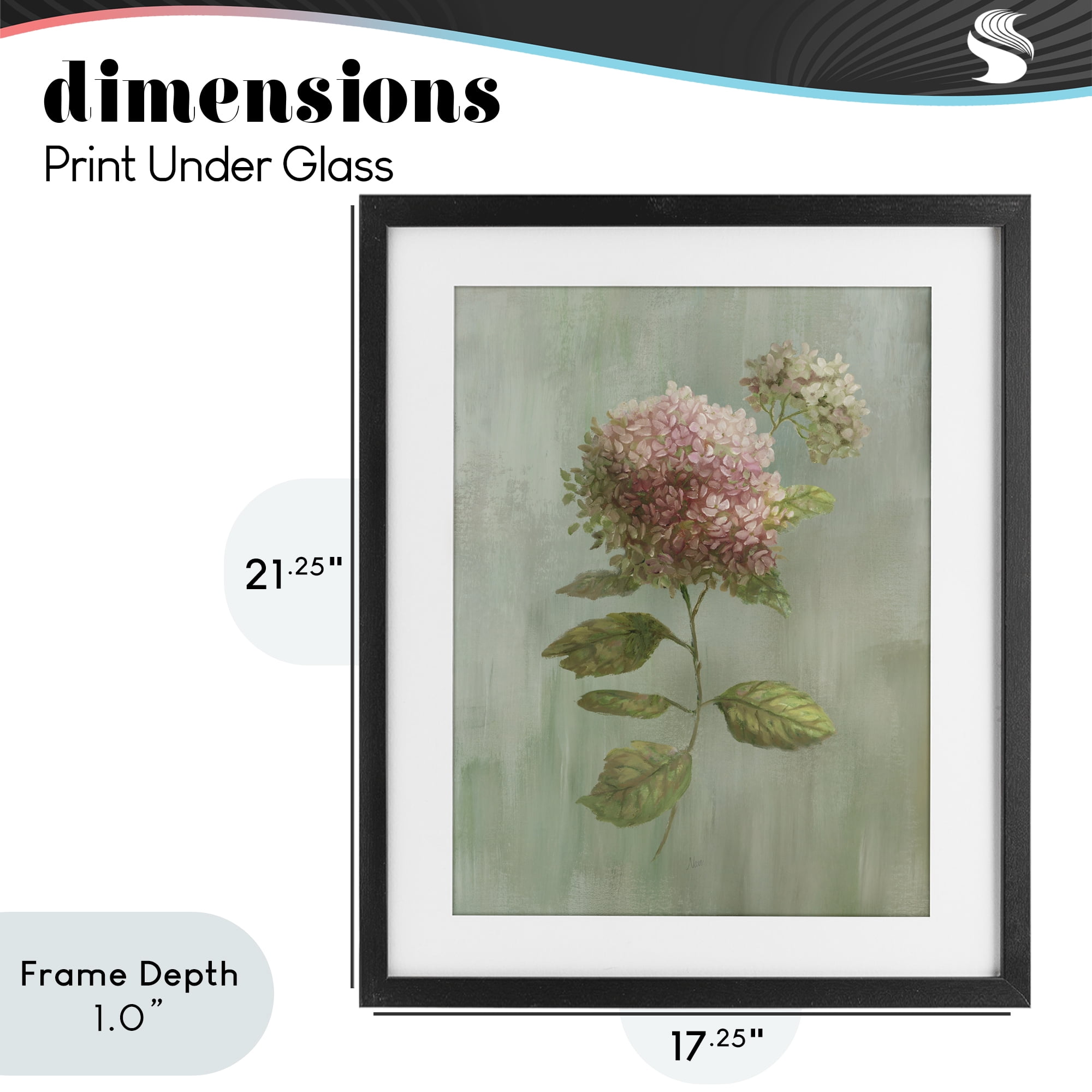 Stupell Industries Vintage Hydrangea Bushel Black Framed Print Under Glass, design by Nan