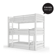 Better Homes & Gardens Tristan Kids Convertible Triple Bunk Bed, Twin Over Twin Over Twin, White