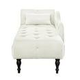 thumbnail image 4 of Luxurious Velvet Chaise Lounge with Button Tufting & Nailhead Trim, Solid Wood Legs, 1 Pillow, Left Arm Design – Elegant Home Relaxation Sofa (White), 4 of 7