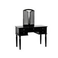 thumbnail image 3 of Bobkona St. Croix 3 Fold Mirror Vanity Table with Stool Set, Black, 3 of 7
