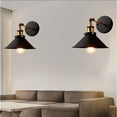 thumbnail image 2 of Lámpara de pared industrial, lámpara de granja vintage, construcción de metal sólido para pasillo, sala de estar, comedor, cocina, dormitorio, hotel, restaurante, cafetería, bar (negro, 26 cm), 2 of 5