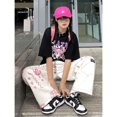 thumbnail image 5 of Pantalones holgados hasta el tobillo estilo Y2k, pantalones de pierna ancha con estampado de grafiti rosa, pantalones Harajuku de Anime para mujer, pantalones vaqueros de Hip Hop de cintura alta, 5 of 5