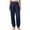Navy, variant on Tqcoqu Women's Pants Casual Smocked High Waisted Elastic Wide Leg Pants Loose Cotton Trousers with Pockets,Black,Women's S-XXXL
