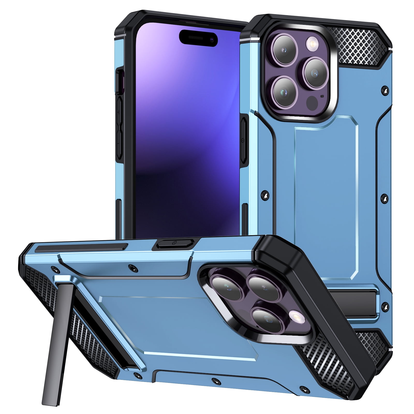 TUFF Shockproof Hybrid Armor Case with Ring Grip for iPhone 15 Pro Max -  Baby Blue - HD Accessory