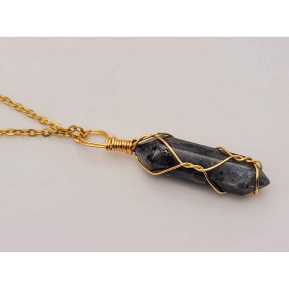 Labradorite Point Necklace Genuine Handmade Silver Tone  Gold Tone