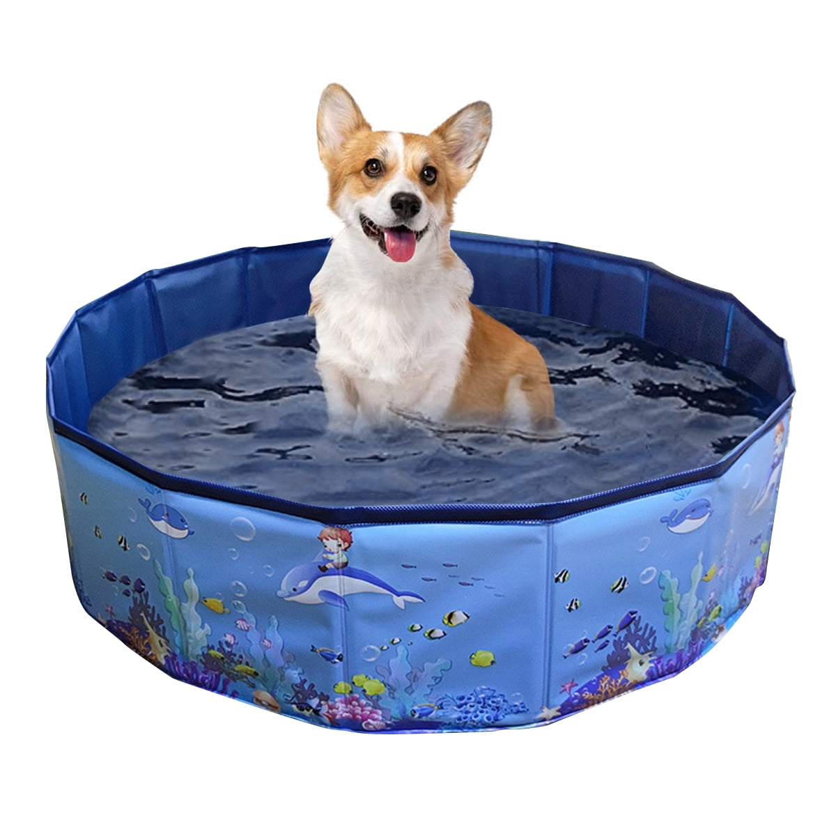 OUSGAR 31x8 inch Foldable Pet Bath Pool,Dog Swimming Pool Kiddie Hard