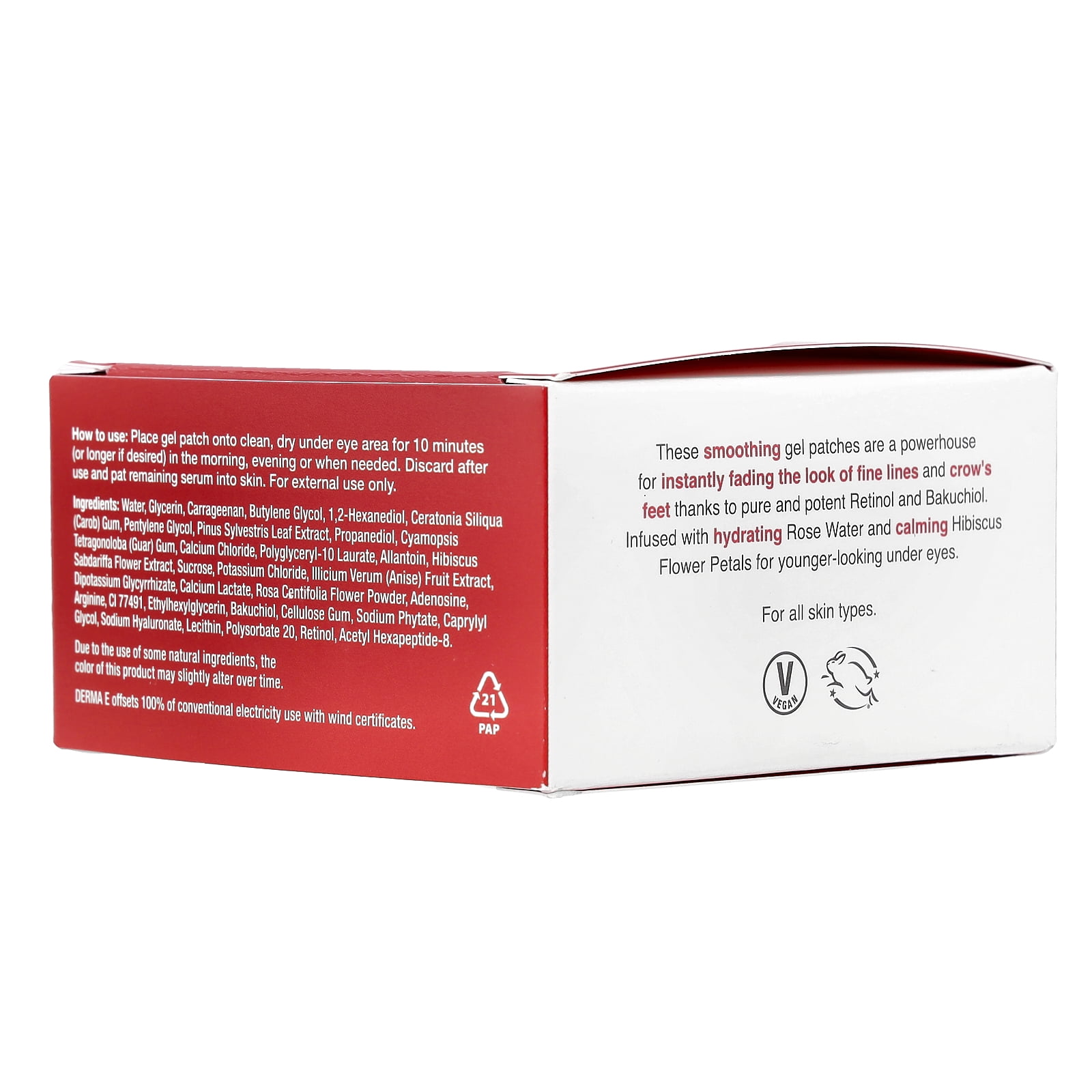 DERMA E Retinol Line Smoothing Hydro Gel Patches, For All Skin Types, 60 Gel Patches