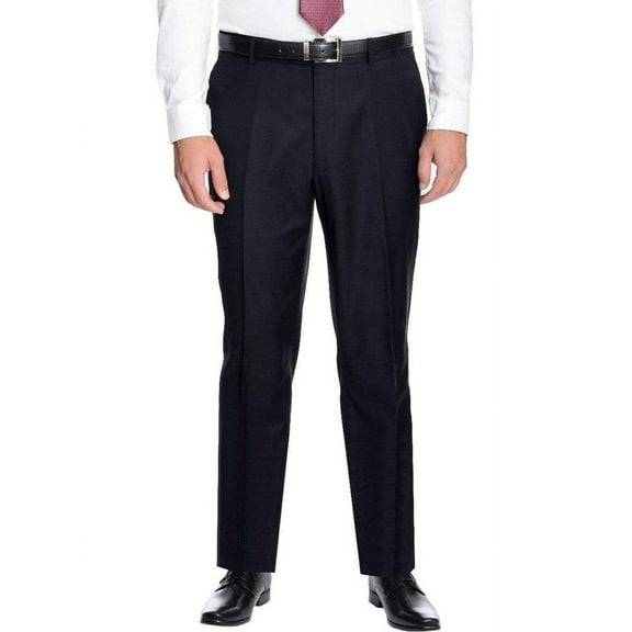 Creativo Slim Fit Solid Navy Blue Flat Front Dress Pants