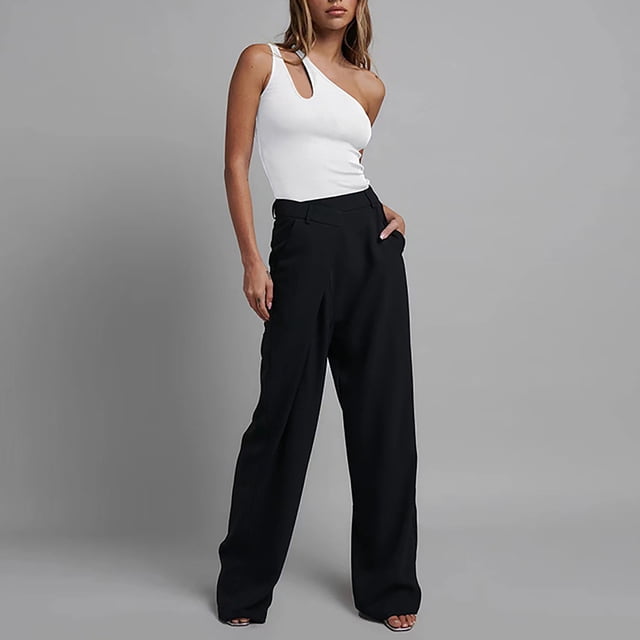 LOVZFMLL Women's Sexy Pure Cotton Ribbed One Shoulder Hollowed Out Jumpsuit White S