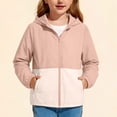 thumbnail image 2 of Karoyedx Baby Girl Jacket Girls Long Coat Fall Hooded Waterproof Windproof Long Sleeve Kids Zip Up Jacket Lightweight Outdoor Tactical Jacket Light Pink Size,15-16 Years, 2 of 8