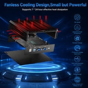 Kinupute Industrial Mini PC, Fanless Desktop Computer Core i7-5500U 2.4-3.0GHz, Windows 10 Pro, 8G RAM, 128G SSD, 2xNICs, 6xCOM RS232, 4xUSB 3.0, HDMI/VGA Ports, Auto Power On, Full Metal Case